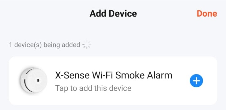 X-Sense smoke alarm detected on Tuya App