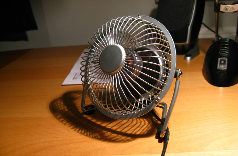A portable desk fan