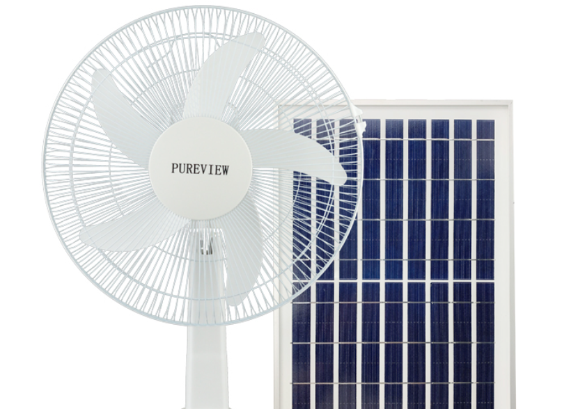 A portable fan with a solar panel